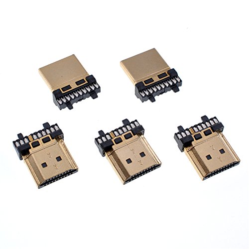 Product Cover Oiyagai 5pcs HDMI Male Gold Plated 19 Pin Repair Plug Soldering Wire Type Connectors
