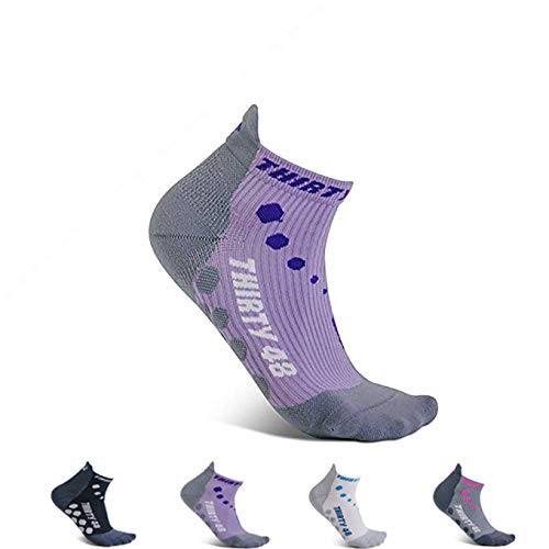 Product Cover Thirty48 Compression Low-Cut Running Socks for Men and Women (Medium - Women 7-8.5 // Men 8-9.5, [1 Pair] Purple/Gray)