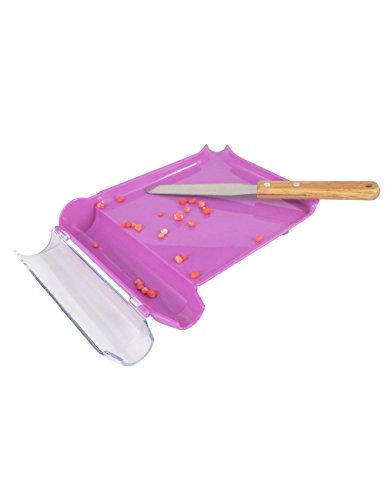 Product Cover Right Hand Pill Counting Tray with Spatula (Purple - Wood Handle)