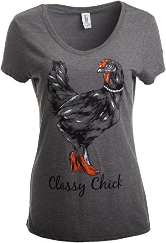 Product Cover Classy Chick | Funny, Cute Chicken Hen Humor Chiken V-Neck T-Shirt for Women