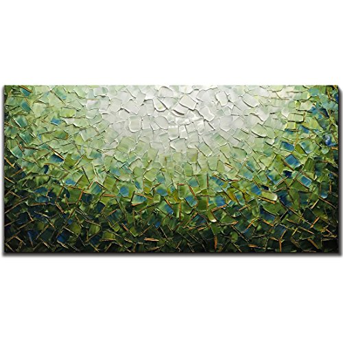 Product Cover Yotree Paintings, 24x48 Inch Paintings Oil Hand Painting Painting 3D Hand-Painted On Canvas Abstract Artwork Art Wood Inside Framed Hanging Wall Decoration Green Teal Abstract Painting