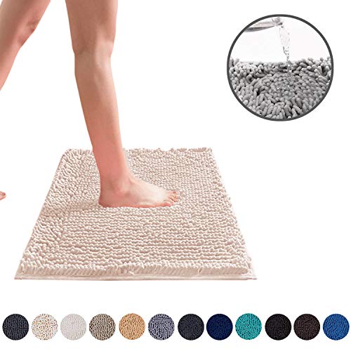 Product Cover DEARTOWN Non-Slip Shaggy Bathroom Rug,Soft Microfibers Chenille Bath Mat with Water Absorbent, Machine Washable(Cream,24X39 Inches)