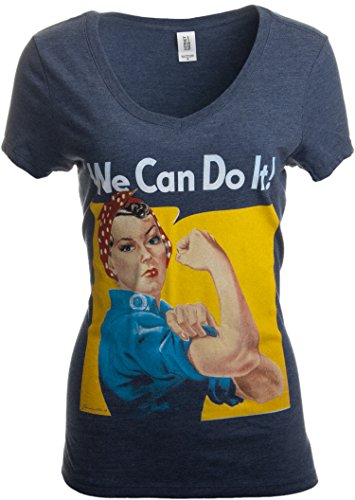 Product Cover Rosie The Riveter, We Can Do It | Feminist Rosey Rosy V-Neck T-Shirt for Women