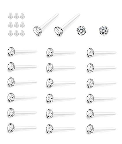 Product Cover Hanpabum 36 Pairs 2.5MM Crystal Hypoallergenic Stud Earrings Set Made with Acrylic Post for Men Women (B:White)