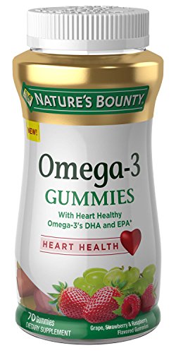 Product Cover Natures Bounty Omega-3, 70 Gummies, Fruit Flavored Gummy Dietary Supplements for Adults