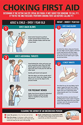 Product Cover Choking First Aid Poster for Kids and Adults, Infants, Pregnants, 12' x 18
