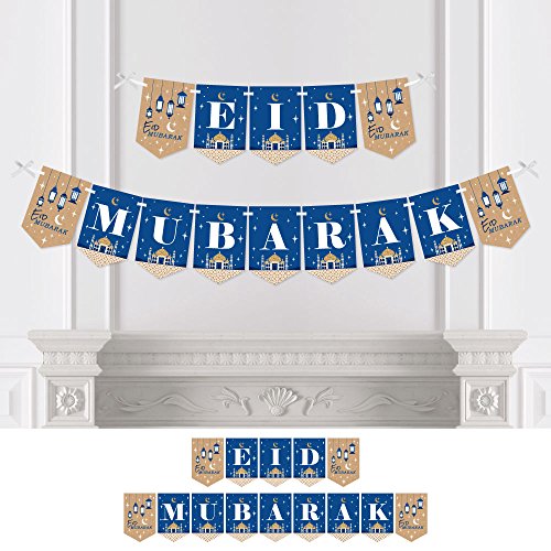 Product Cover Big Dot of Happiness Ramadan - Eid Mubarak Bunting Banner - Party Decorations - Eid Mubarak