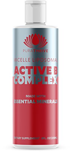 Product Cover PuraTHRIVE Vitamin B Complex - Micelle Liposomal Active B-Complex 8 oz Liquid by Purathrive. Active-B Contains Nine Essential Minerals & Electrolytes to Further Support Wellbeing & Performance.