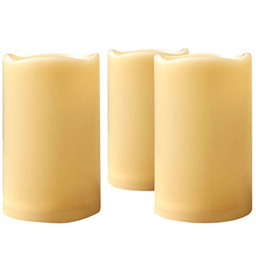 Product Cover CANDLE CHOICE Outdoor Flameless Pillar Candles Set of 3,Waterproof Realistic Flickering Led Battery Operated Electric Candles with Timer 3