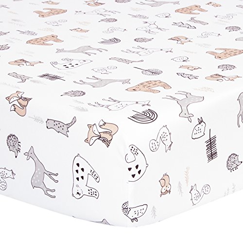 Product Cover TILLYOU Microfiber Woodland Crib Sheet, Silky Soft Animals Toddler Sheets for Baby Boys and Girls, Lovely Breathable Cozy, 28 x 52in, Forest Animals Theme