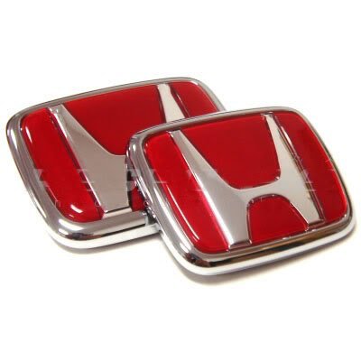 Product Cover WZ 2pcs Red Logo Front Rear Emblem Set For JDM Acura RSX Integra Quint RS, LS, GS, GS-R, Type-R,