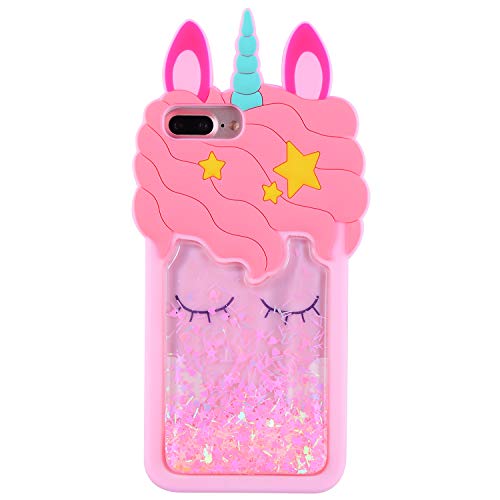 Product Cover Mulafnxal Quicksand Unicorn Case for iPhone 6 Plus/6S Plus/7 Plus/8 Plus+,Soft Silicone 3D Cartoon Animal Cover,Kids Girls Cute Bling Glitter Rubber Kawaii Character Cases for iPhone 6Plus/7Plus/8Plus