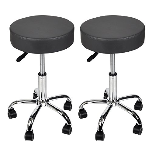 Product Cover Home Office Adjustable Rolling Medical Massage Swivel Stool Chair Tattoo Facial Massage Salon Stools, Grey, Set of 2