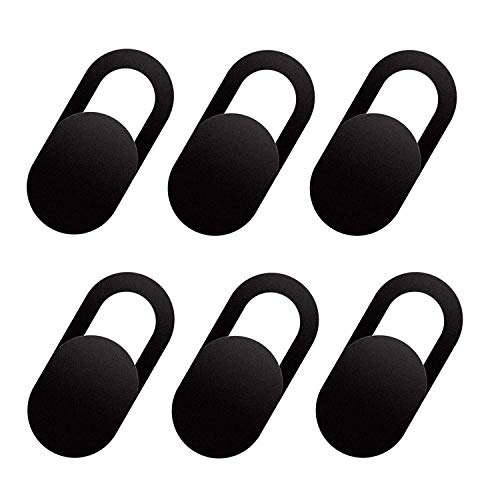 Product Cover COOLOO Webcam Cover, 6-Pack Ultra Thin Design Webcam Cover Slide for Laptop, PC, MacBook Pro, iPhone, iMac, iPad, Smartphone, Protect Your Privacy and Security Digital Sliding Covers - Black