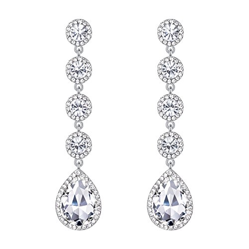 Product Cover BriLove Women's Elegant Wedding Bridal Crystal Beaded Teardrop Chandelier Dangle Earrings