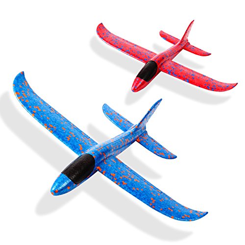 Product Cover kizh Throwing Foam Airplane Toys 13.5 Inches Flying Glider Inertia Plane Manual Circling Functions Flying Aircraft Fun Best Outdoor Fun for Kids Children Boys Girls 2pcs
