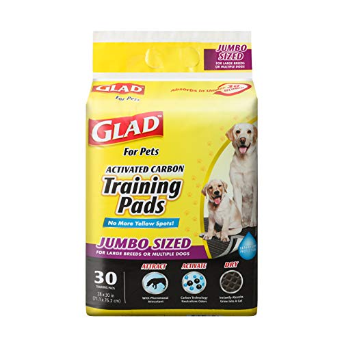 Product Cover Glad for Pets JUMBO-SIZE Charcoal Puppy Pads | Black Training Pads That ABSORB & Neutralize Urine Instantly | New & Improved Quality, 30 Count