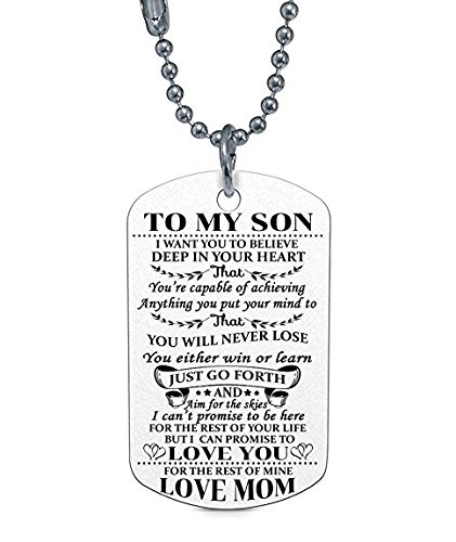 Product Cover to My Son I Want You to Believe Love Mom Dog Tag Military Air Force Navy Necklace Ball Chain Gift for Best Son Birthday Graduation