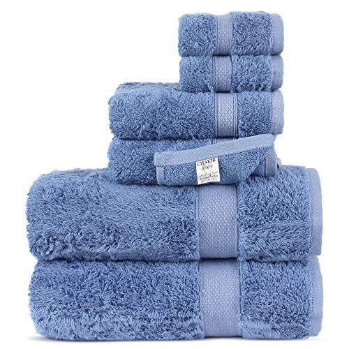 Product Cover Chakir Turkish Linens Luxury Ultra Soft Bamboo 6-Piece Towel Set - Soft, Absorbent and Eco-Friendly (Wedgewood)