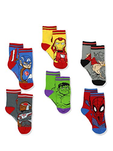 Product Cover Super Hero Adventures Spider-Man Boys 6 pack Athletic Crew Socks (Baby/Toddler)