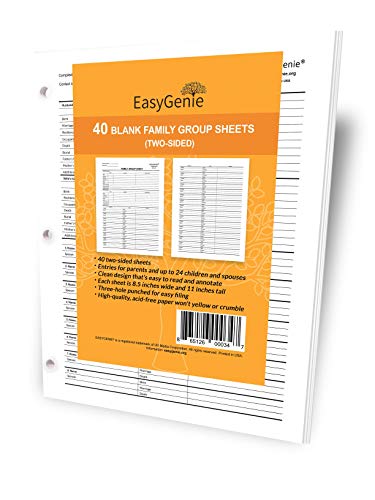 Product Cover Blank Two-Sided Family Group Sheets for Genealogy (40)