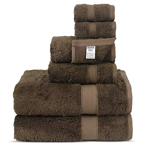 Product Cover Chakir Turkish Linens Luxury Ultra Soft Bamboo 6-Piece Towel Set - Soft, Absorbent and Eco-Friendly (Cocoa)