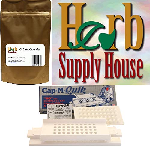 Product Cover Herb Supply House Brand Pick A Size Cap M Quik Bundle Comes with 200 Capsules, DIY Filling Tray Holder (00)