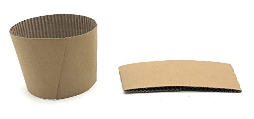 Product Cover [850 Count] Disposable Corrugated Hot Cup Sleeves Java Jackets - Natural compostable Kraft Color Cup Sleeve Protective Heat Insulation Paper Plastic Cups hot Coffee Tea Chocolate Drinks Insulated