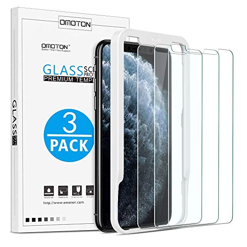 Product Cover OMOTON  [3 Pack] Screen Protector for Apple iPhone 11 Pro Max/ iPhone Xs Max- Tempered glass/ Alignment Frame/ Anti Scratch Screen Protector for iPhone 11Pro Max /iPhone Xs Max 6.5 inch