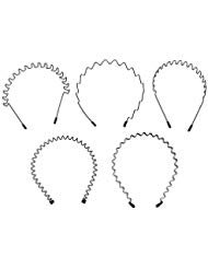 Product Cover Buorsa 5 in 1 Five PCS Spring Wave Metal Hair Band Girl Men's Hoop Head Band Accessory