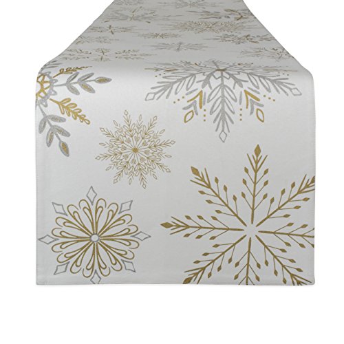 Product Cover DII Metallic Holiday Tabletop Collection, 14x72 Table Runner, Sparkle Snowflakes