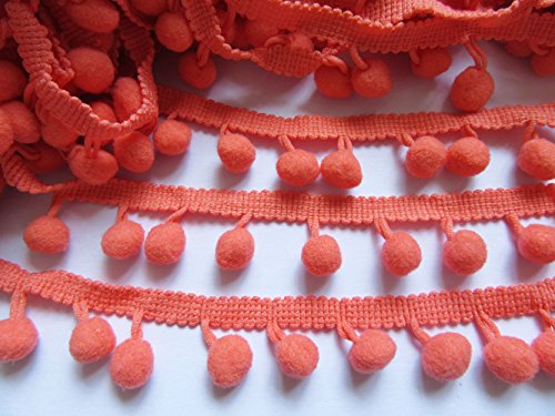 Product Cover YYCRAFT 12 Yards Mini Pom Pom Ball Fringe Trim Ribbon for Sewing Craft(Coral)