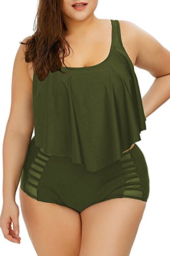 Product Cover Sovoyontee Women Plus Size Ruffles High Waisted Swimsuit Bikini Sets Bathing Suit