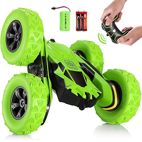 Product Cover SGILE RC Stunt Car Toy, Remote Control Car with 2 Sided 360 Rotation for Boy Kids Girl, Green