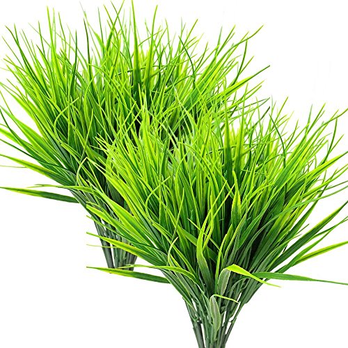 Product Cover ZMOCEN 8 Pcs Artificial Outdoor Plants, Fake Plastic Greenery Shrubs Wheat Grass Outdoor Window Box Verandah Hanging Planter Indoor Outside Home Garde