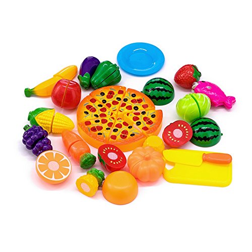 Product Cover Kingdommax Kitchen Toy Food, 24Pcs Plastic Fruit Vegetable Kitchen Cutting Toy Set Kids Toys