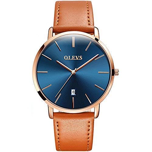 Product Cover Men's Watch (Luxury Upgrade Version),Thin Mens Watches,Waterproof Leather Watch for Men,Fashion Classic Slim Thin Wrist Watches, Simple Men Dress Watch with Date,Minimalist Quartz Casual Watch