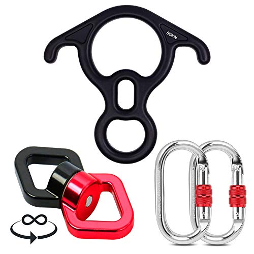 Product Cover Orbsoul Aerial Silks/Mountaineering Hardware (Certified Set) Includes 1x Rescue Figure 8 Descender, 1x Mountaineering Swivel, and 2X Steel-Lock Carabiners