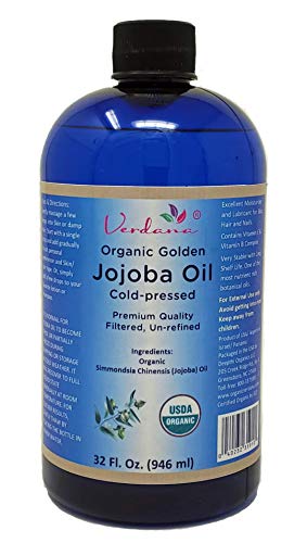 Product Cover Organic Verdana USDA Certified Organic Golden Jojoba Oil, Cold Pressed, Unrefined, 16 Fl. Oz. - Deepthi Organics