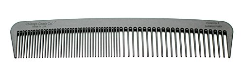 Product Cover Chicago Comb Model 6 Carbon Fiber, Made in USA, fine & wide tines, ultra smooth, strong & light, anti-static, heat-resistant, 7