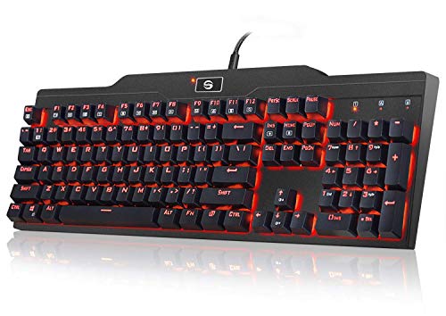 Product Cover Mechanical Keyboard UtechSmart LED Backlit Mechanical Gaming Keyboard Full Size 2.4 GHz Wireless/USB Wired Dual Mechanical Keyboard with Rechargeable Battery Mercury