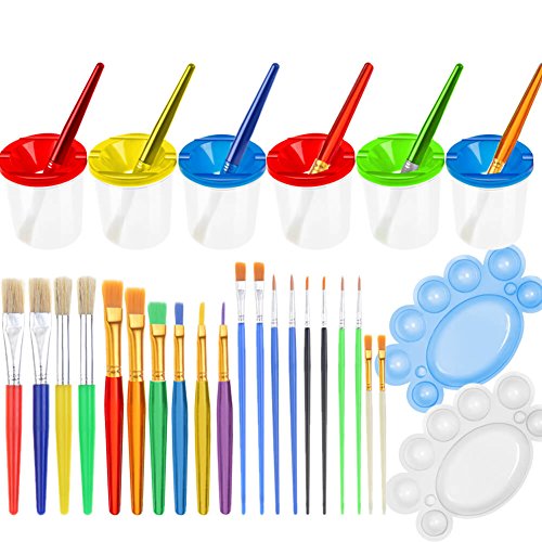 Product Cover PAXCOO 28 Pcs No Spill Paint Cups Set with Lids and Paint Brushes