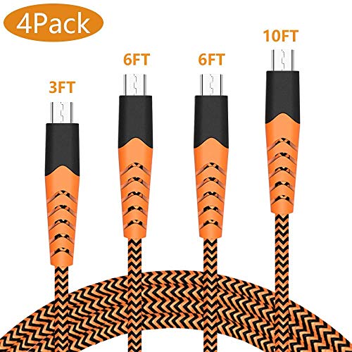 Product Cover Haribol Micro USB Cable Android Charger [4-Pack 3.3ft 6.6ft 10ft] Android phone Fast charger cord with Extra Long length for Samsung Galaxy S7 Edge/S7/S6 Edge/S6, Note 5/4/2, HTC, LG G4, BlackBerry