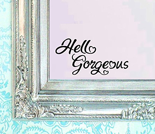 Product Cover BERRYZILLA Hello Gorgeous Decal V2 Vinyl Sticker Bathroom Mirror Wall Art Motivational Be Amazing Mirror Living Room Home Window