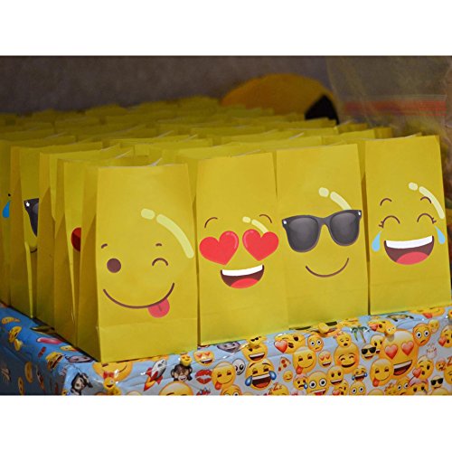 Product Cover OurWarm 24 Pack Emoji Gift Bags Party Favor Bags for Kids Birthday Party Supplies and Decorations
