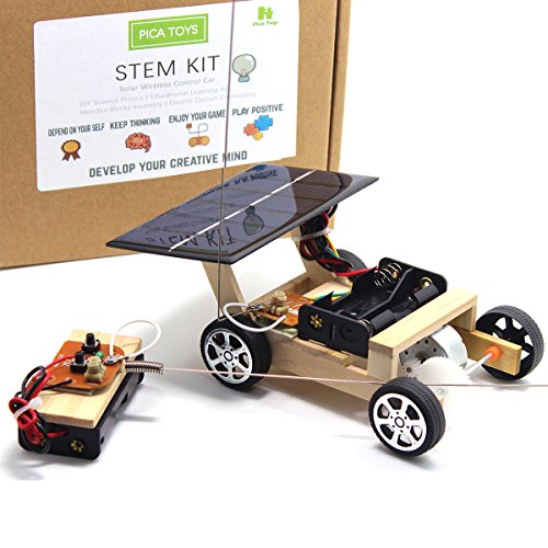 Product Cover Pica Toys Wooden Solar and Wireless Remote Control Car Robotics Creative Engineering Circuit Science Stem Building Kit - Hybird Power for Electric Motor - DIY Experiment for Kids, Teens and Adults