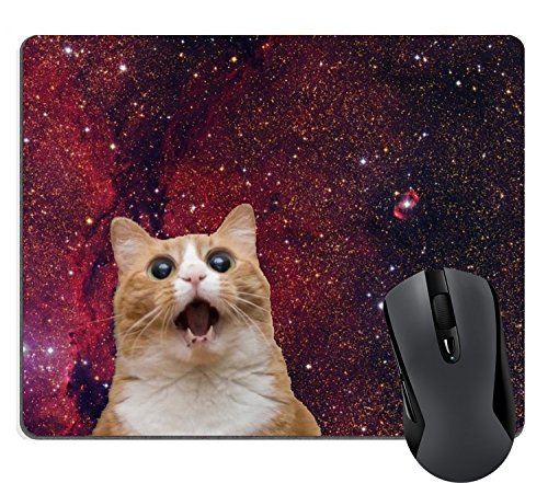 Product Cover Wknoon Space Kitten Rectangle Gaming Mouse Pads Cute Galaxy Cat Screaming in Space Mouse Pad