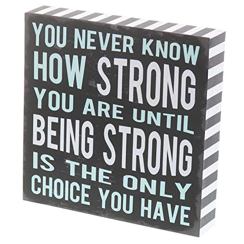 Product Cover Barnyard Designs You Never Know How Strong You are Until Being Strong Box Sign Rustic Wood Inspirational Wall Decor 8
