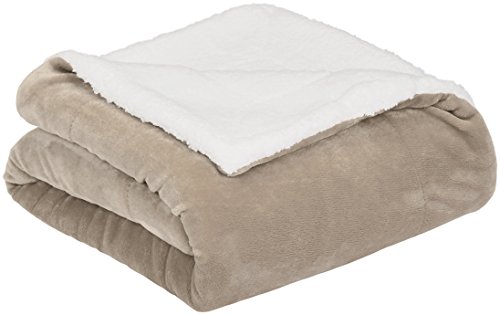 Product Cover AmazonBasics Soft Micromink Sherpa Throw Blanket - Full or Queen, Taupe