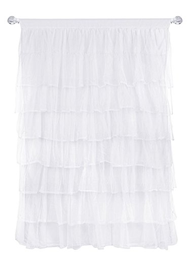 Product Cover Jody Clarke 1PC Window Treatment Curtain Panel Gypsy Ruffle Drape Sheer Crushed Fully Stitched and Sizes (White, 55